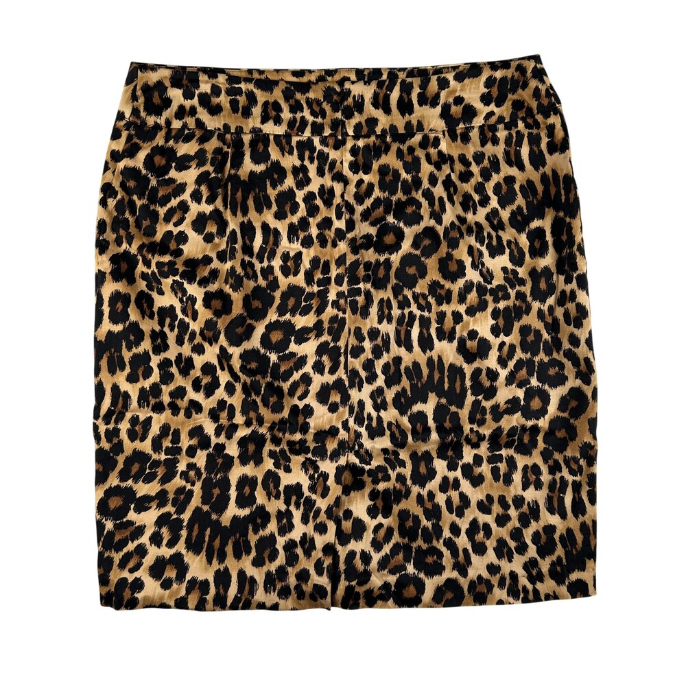 Charter Club Skirt Womens 16P Petite Leopard Print Satin Pencil Lined Brown